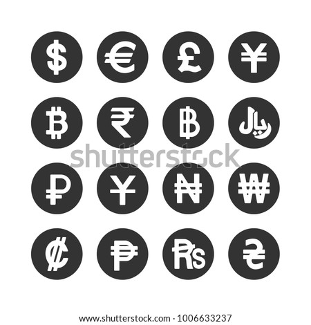 Vector image of set of currency icons.