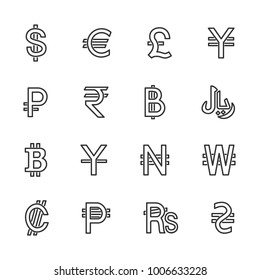 Vector image set to currency the line icons.