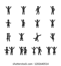 Vector image set of dancing people icons.