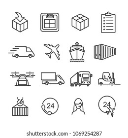 Vector image set of delivery line icons.