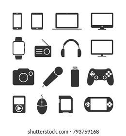 Imagen vectorial de un conjunto de iconos de dispositivo.