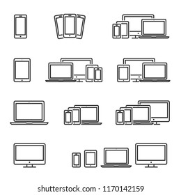 Vector image set of device line icons.