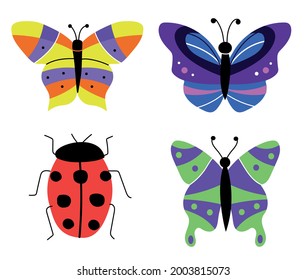 
vector image set of different butterflies flat