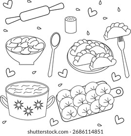 vector image of a set of dumplings