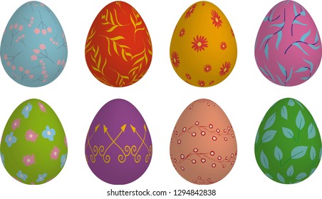vector image set of easter eggs