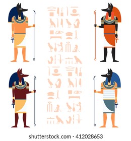 Vector image of the set of egiptian gods Anubis