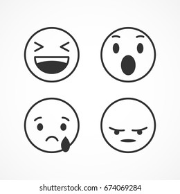 Vector image of set of emoticons.