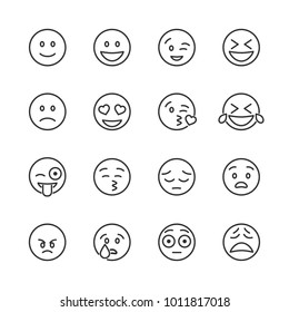 Vector Image Of Set Of Emoticons Line Icons.