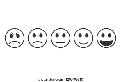 Vector image set of emoticons for rating or feedback.Emoticons icons.