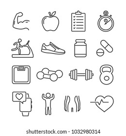 Vector Image Set Fitness Line Icons Stock Vector (Royalty Free ...