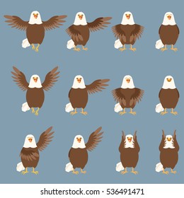 Vector image of the Set of flat eagle icons