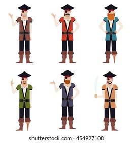 Vector image of the Set of flat pirate icons