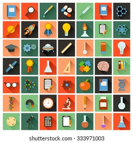 Vector image of a set of flat sciense icons