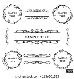 Vector image. Set of floral frames with curls.