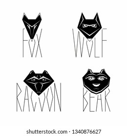 Vector image of set of forest animal flat icons
