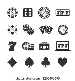 Vector image set of gambling icons.Casino icons.