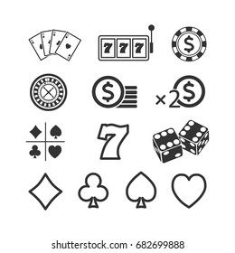 Imagen vectorial de un conjunto de iconos de juegos.Iconos de casino.