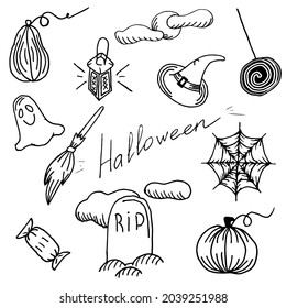 vector image set halloween black and white