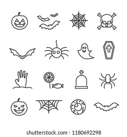 Vector image set of Halloween line icons.