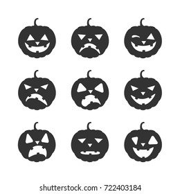 Vector image of set of halloween pumpkins.