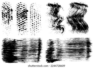 Vector image set of hand drawn broad brush strokes, editable, can be used for creating your own brushes and textures