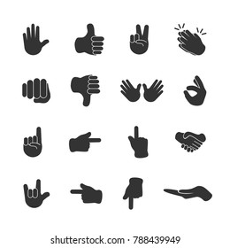 Vector image of set of hand icons.