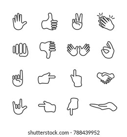 Vector image set of hands the line of icons.