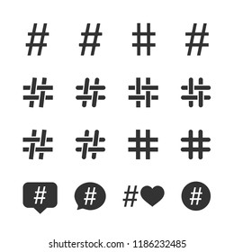 Vector image set of hashtag icons.