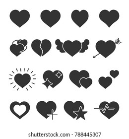 Vector image of set of hearts icons.