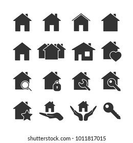 Vector image of set of house icons.