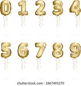 Vector image of a set of inflatable balloons numbers. Cartoon. EPS 10