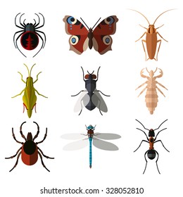 Vector image of set of insect flat icons