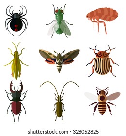 Vector image of set of insect flat icons