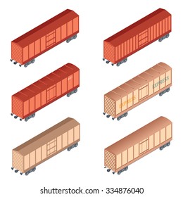 Vector image of a set of isometric refrigereator car