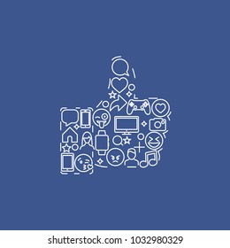 Vector image set of line icons in the form of like.