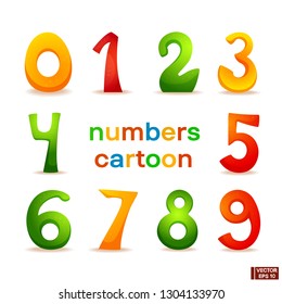 Vector image. Set of math cartoon characters. Cute funny numbers.