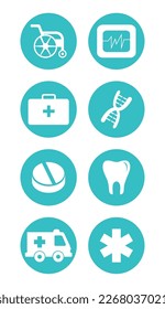 vector image of set of medicine icons with white background