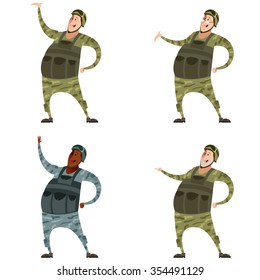 Vector image of a Set of military men