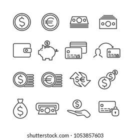 Vector image set of money line icons.