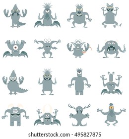 Vector image of the set of monster flat icons