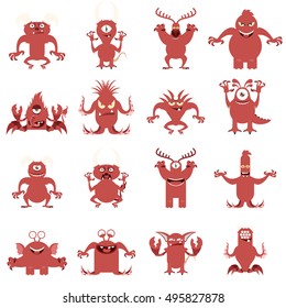 Vector image of the set of monster flat icons