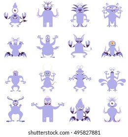 Vector image of the set of monster flat icons