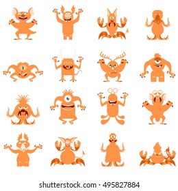 Vector image of the set of monster flat icons