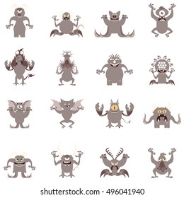 Vector image of the set of monster flat icons