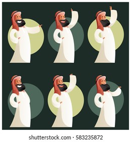 Vector image of the Set of Muslim cartoon characters