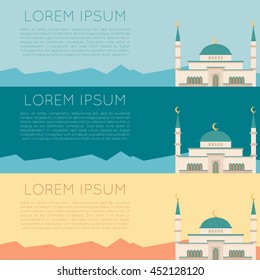 Vector image of the Set of muslim mosque banner1