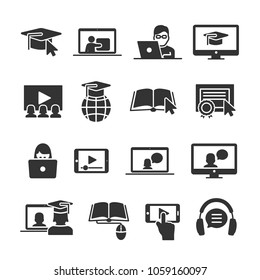Vector image set of online education icons.
