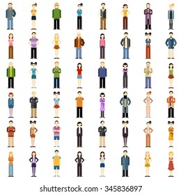 Vector image of a set of people flat icons