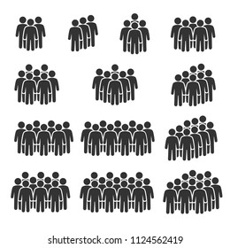 Vector image set of people group icons.Crowd signs.