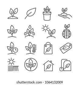 Vector image set of plant line icons.